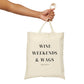 Cotton Canvas Wine Weekends & Wags Tote Bag